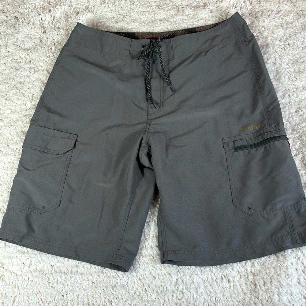 Men's Simms Fishing Board Shorts, Gray, Size Large